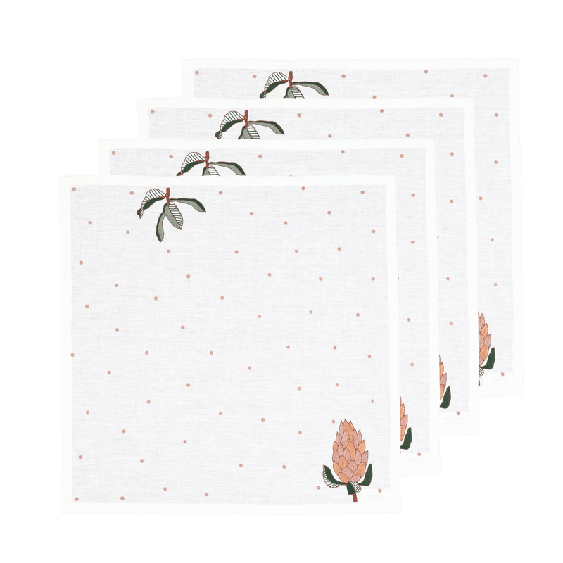 Hand Embroidered Autum Meadow Napkins | Set of 4-zoom-