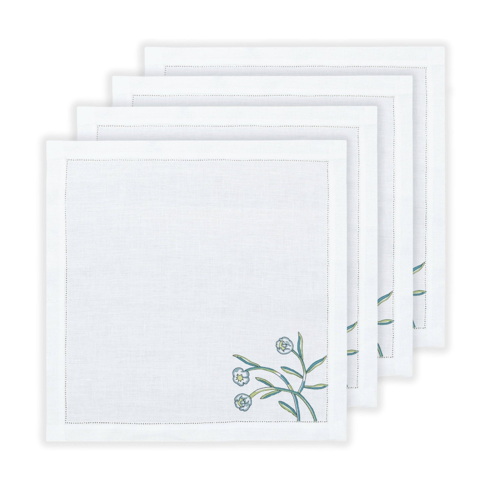 Hand Embroidered Floral Fresco Napkins | Set of 4 - Aware House