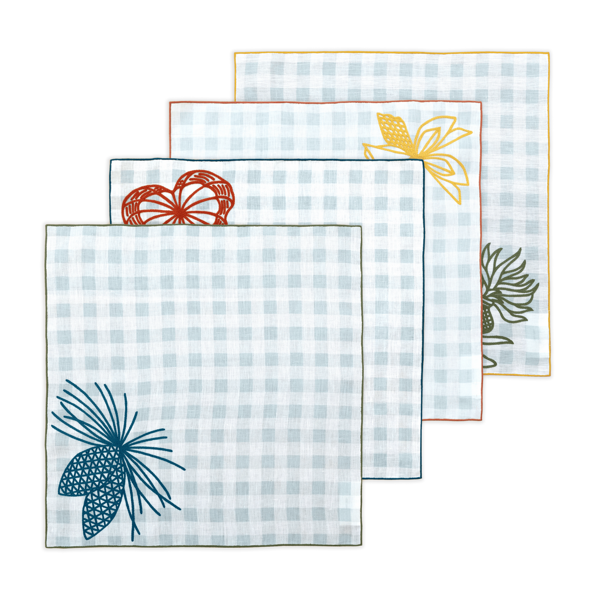 Hand Embroidered Pine and Picnic Napkins | Set of 4