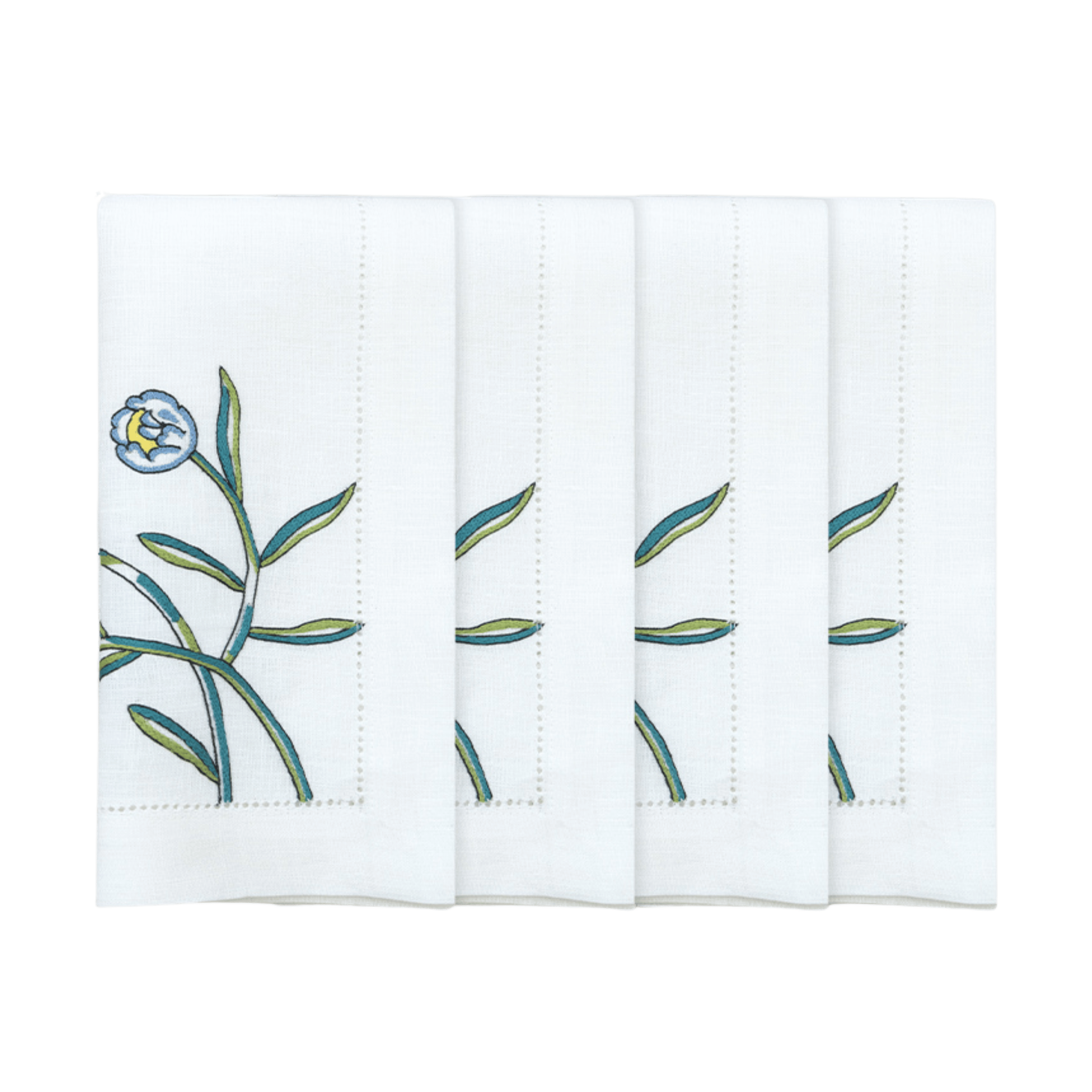 Hand Embroidered Floral Fresco Napkins | Set of 4-zoom-2