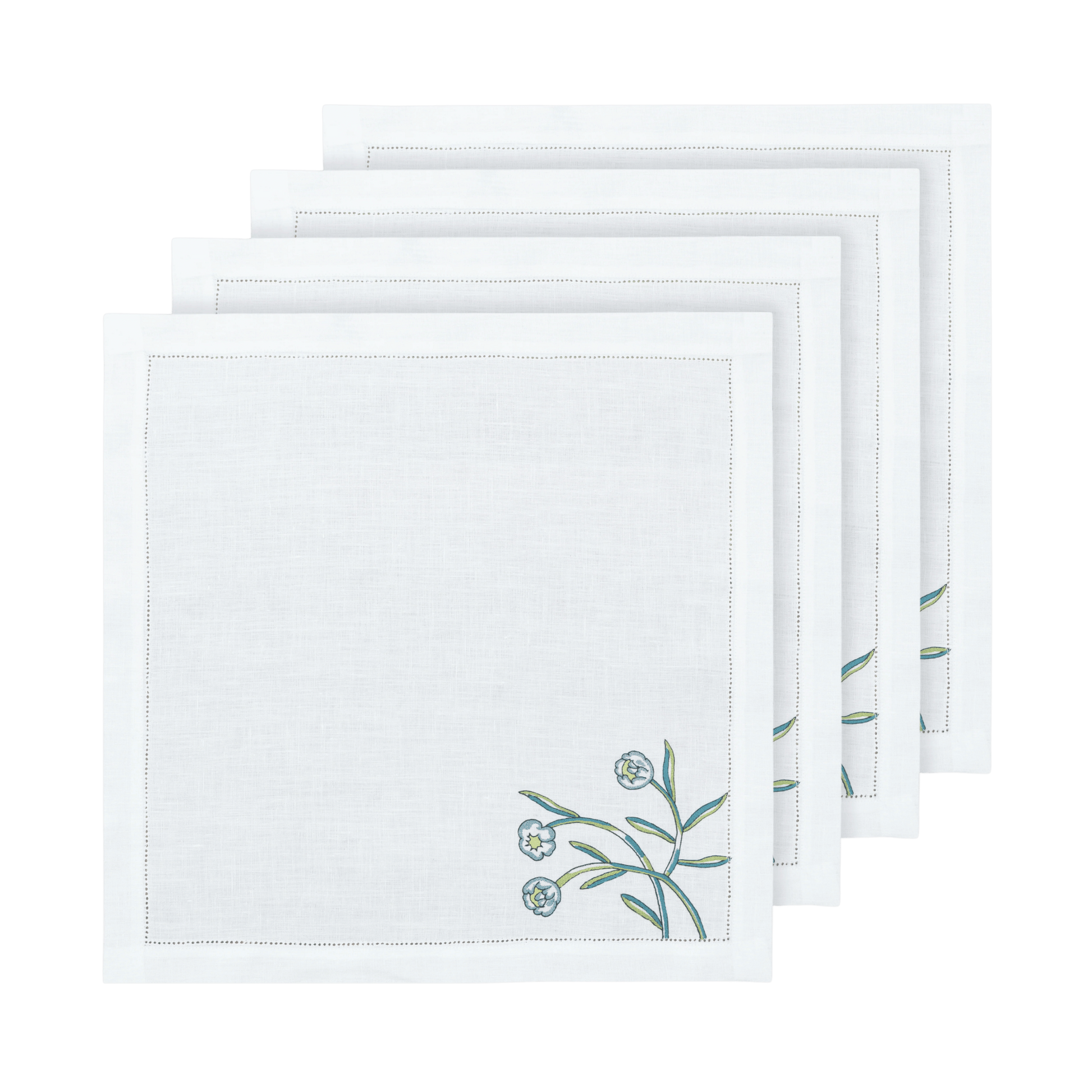 Hand Embroidered Floral Fresco Napkins | Set of 4-1