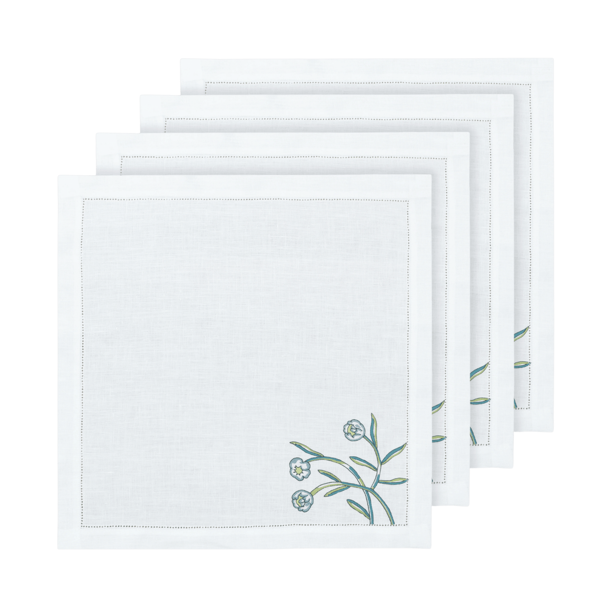 Hand Embroidered Floral Fresco Napkins | Set of 4 - Aware House - Neem Crafts -