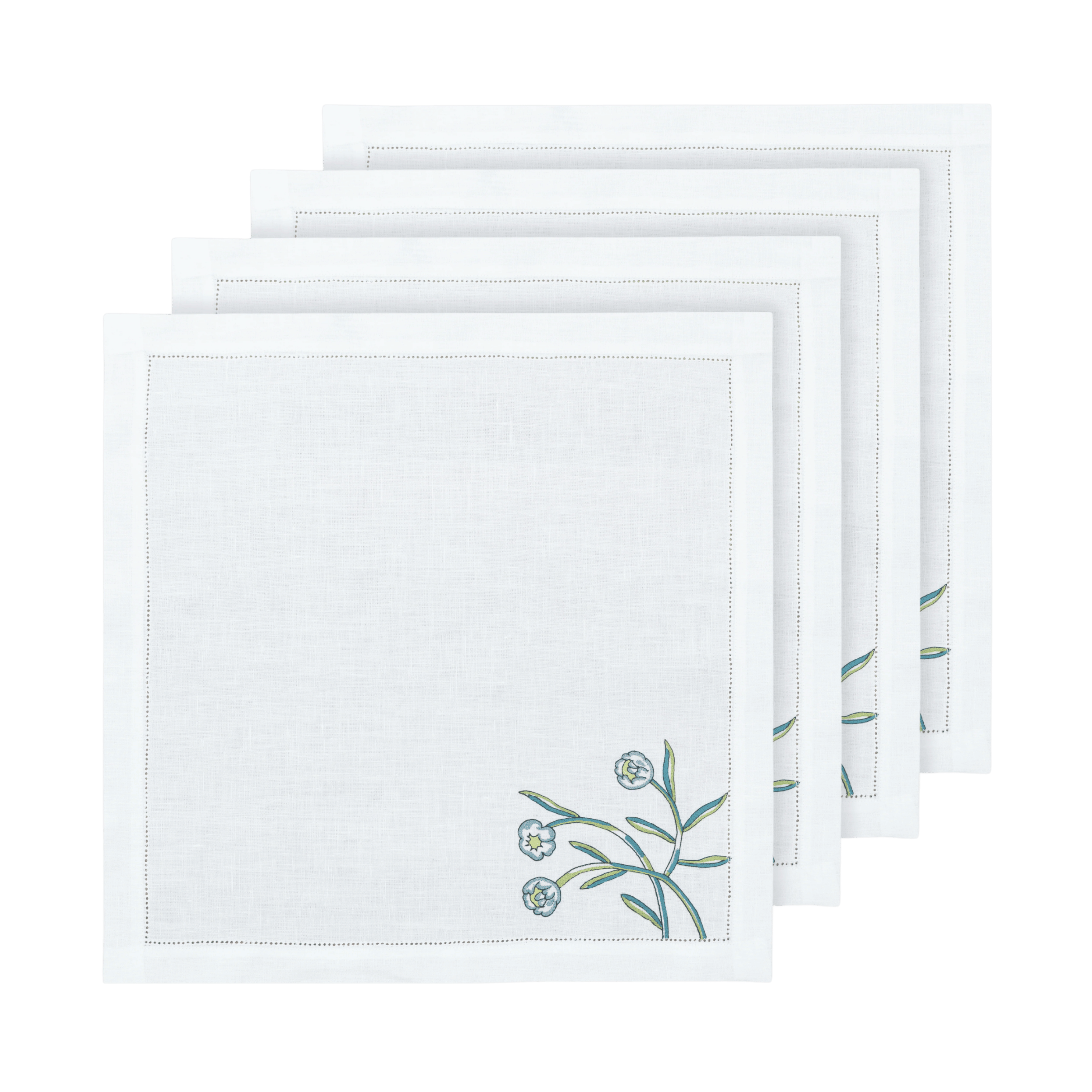 Hand Embroidered Floral Fresco Napkins | Set of 4-zoom-1