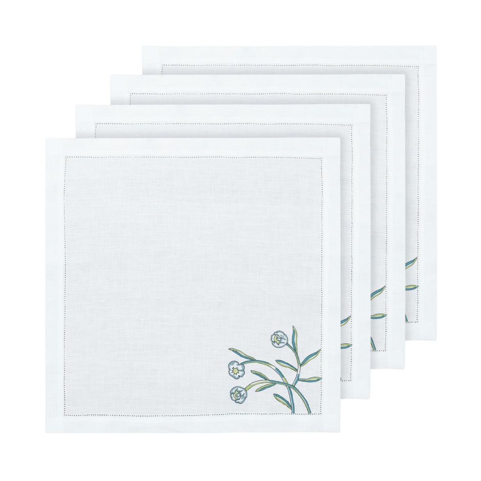 Hand Embroidered Floral Fresco Napkins | Set of 4