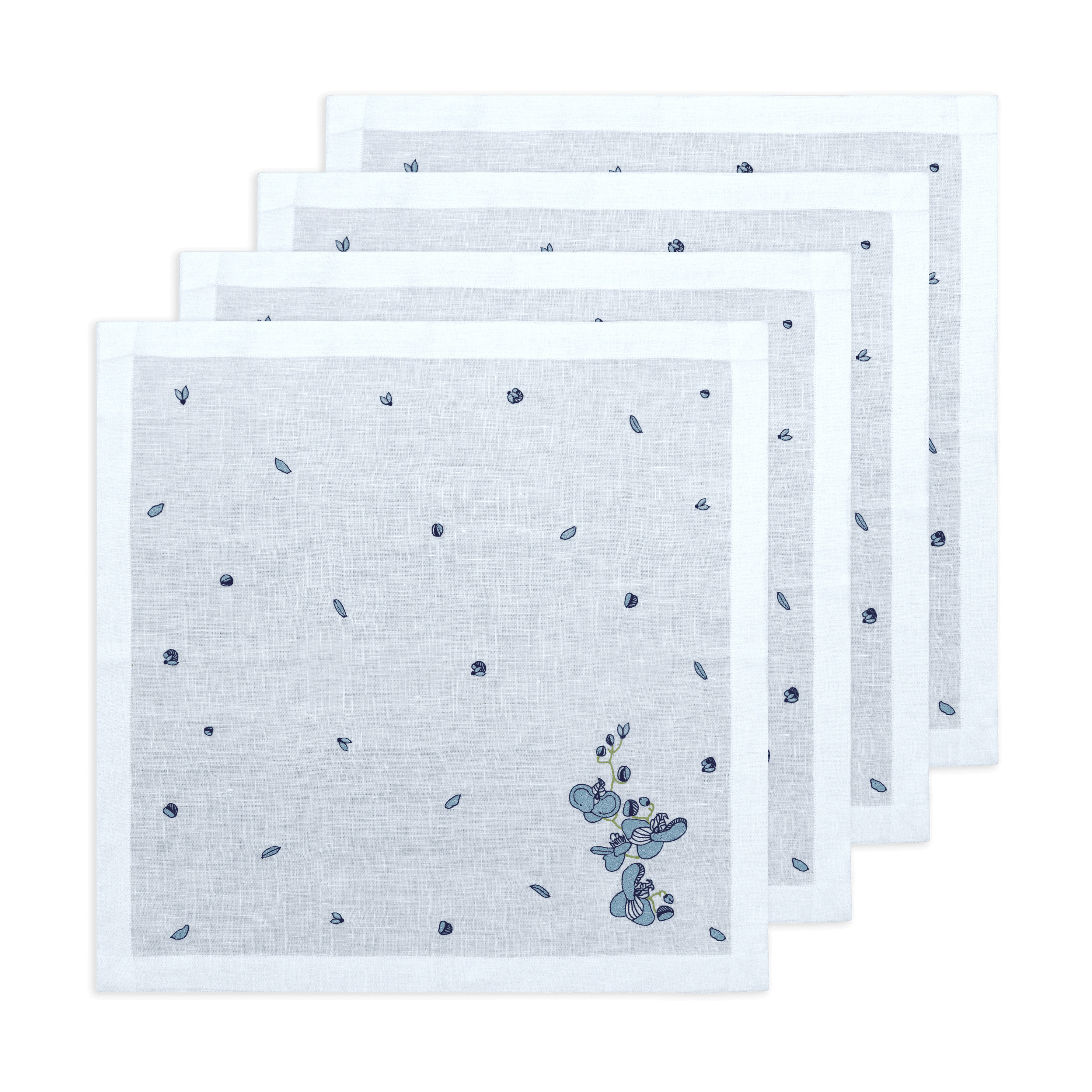 Hand Embroidered Floral Fresco Napkins | Set of 4-zoom-1