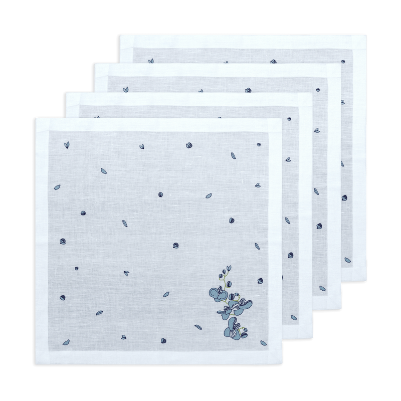 Hand Embroidered Floral Fresco Napkins | Set of 4-zoom-