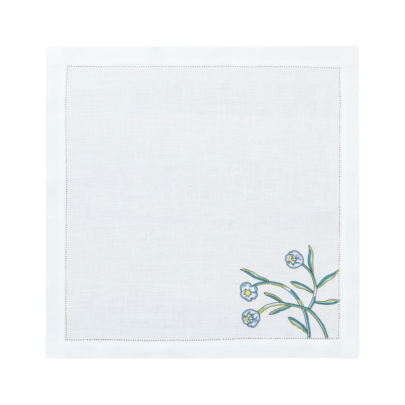 Hand Embroidered Floral Fresco Napkins | Set of 4-zoom-