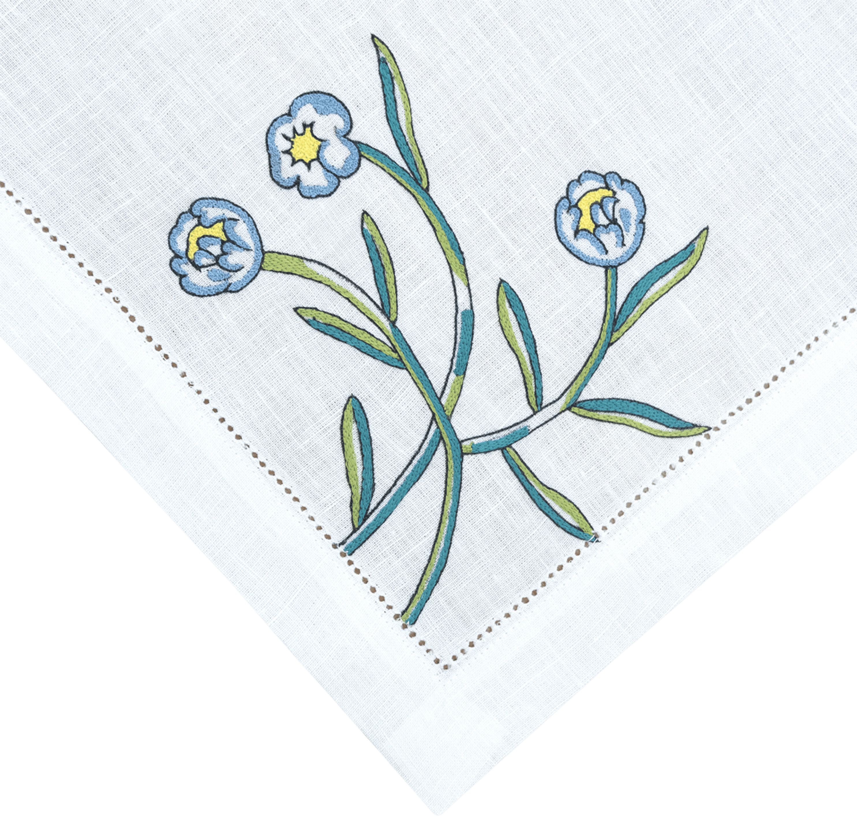 Hand Embroidered Floral Fresco Napkins | Set of 4-zoom-4
