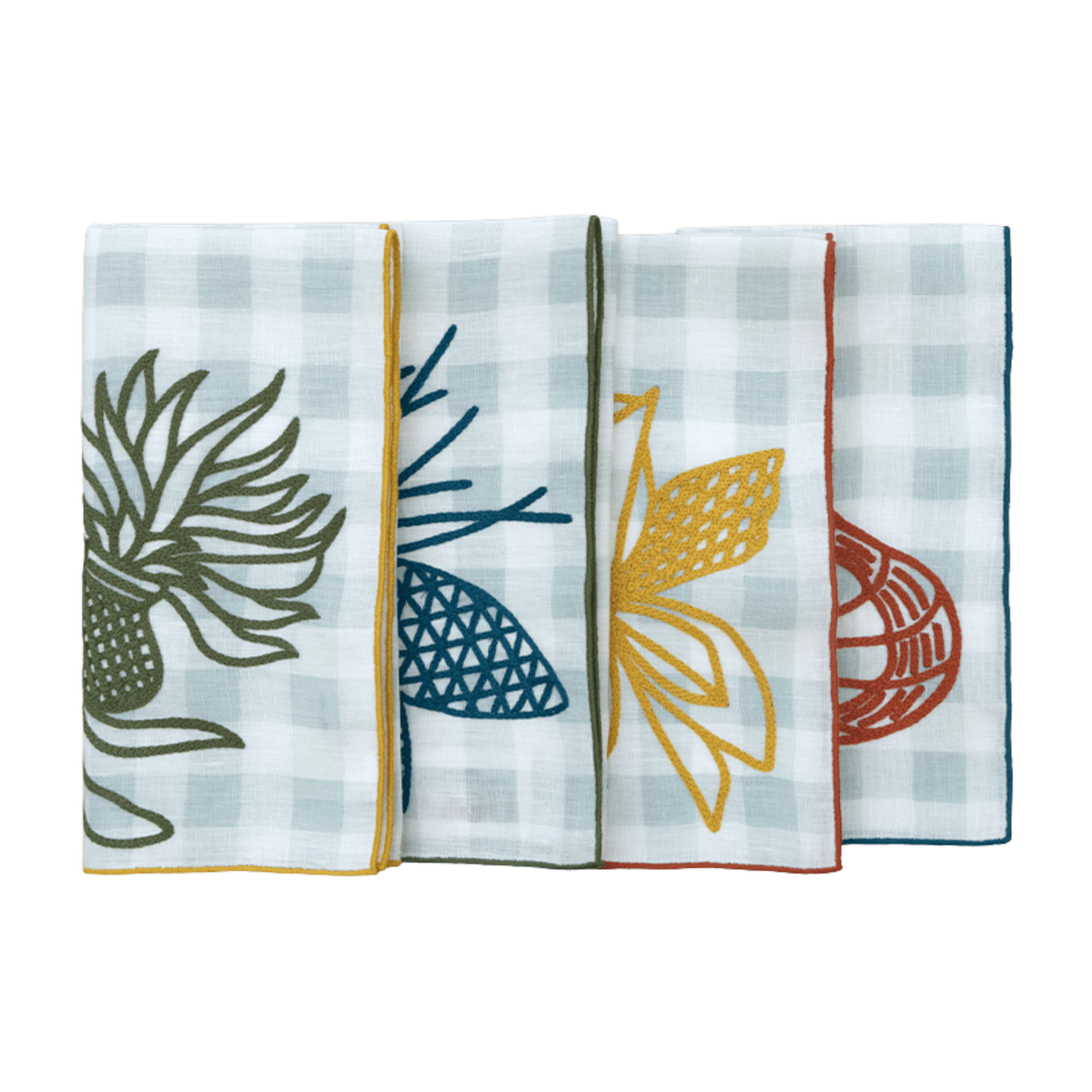 Hand Embroidered Pine and Picnic Napkins | Set of 4-zoom-2