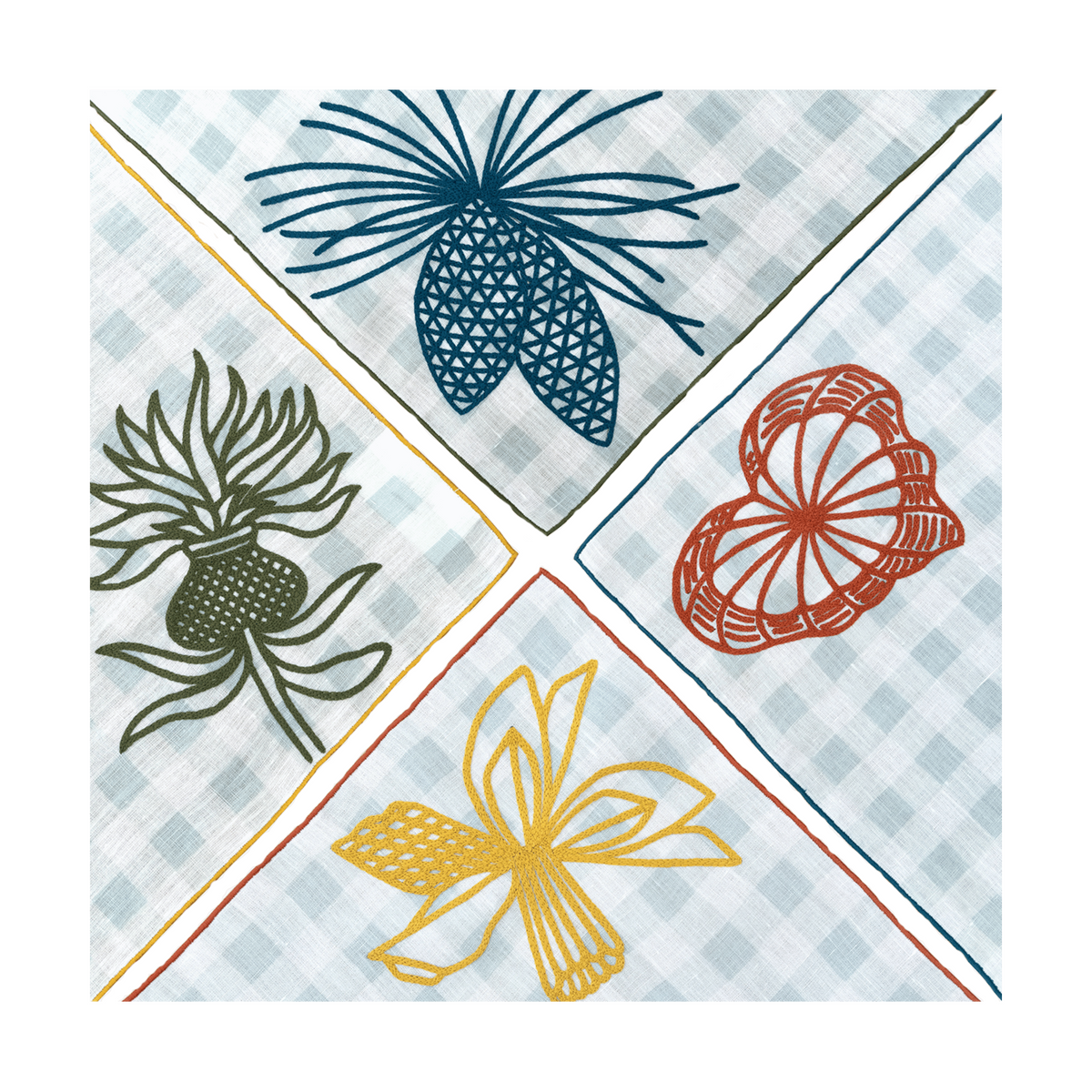 Hand Embroidered Pine and Picnic Napkins | Set of 4-zoom-4