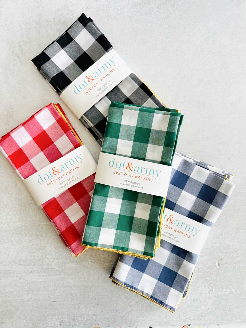 Gingham Check Cloth Napkins | Set of Four-zoom-