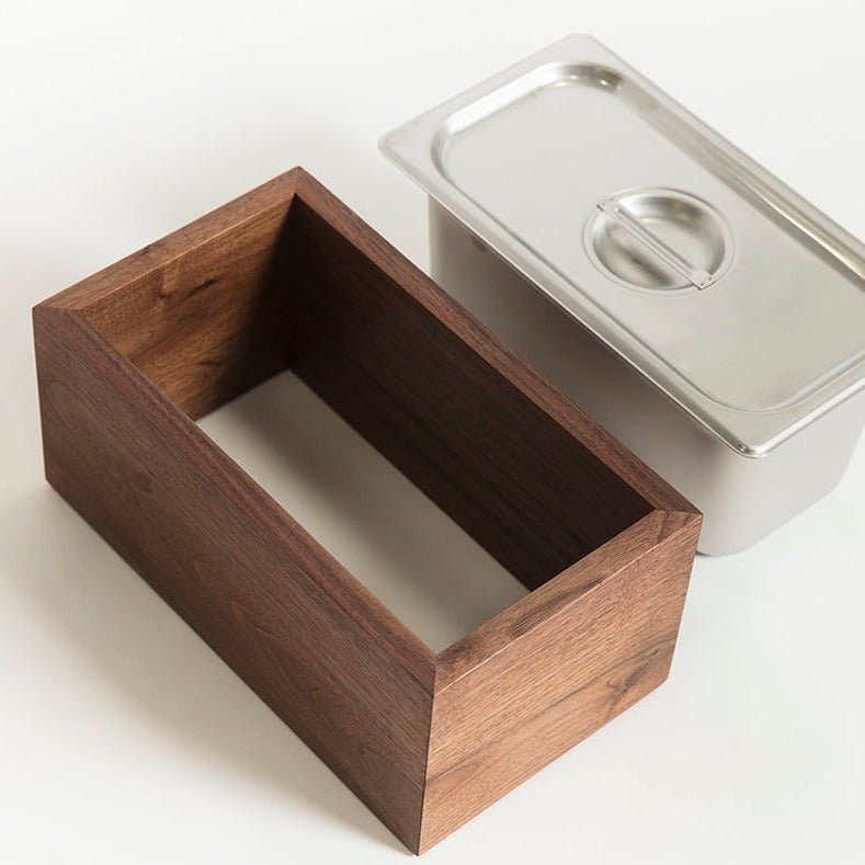 Countertop Compost Bin – Noaway© in Walnut Wood & Stainless Steel-zoom-