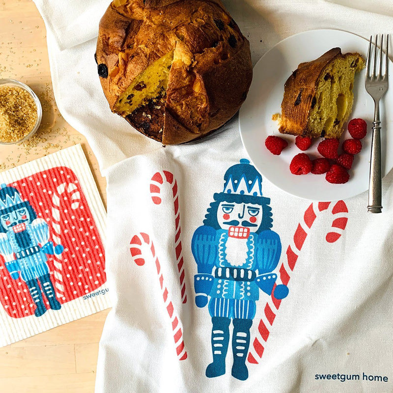 Nutcracker Tea Towel + Swedish Dishcloth Bundle-zoom-
