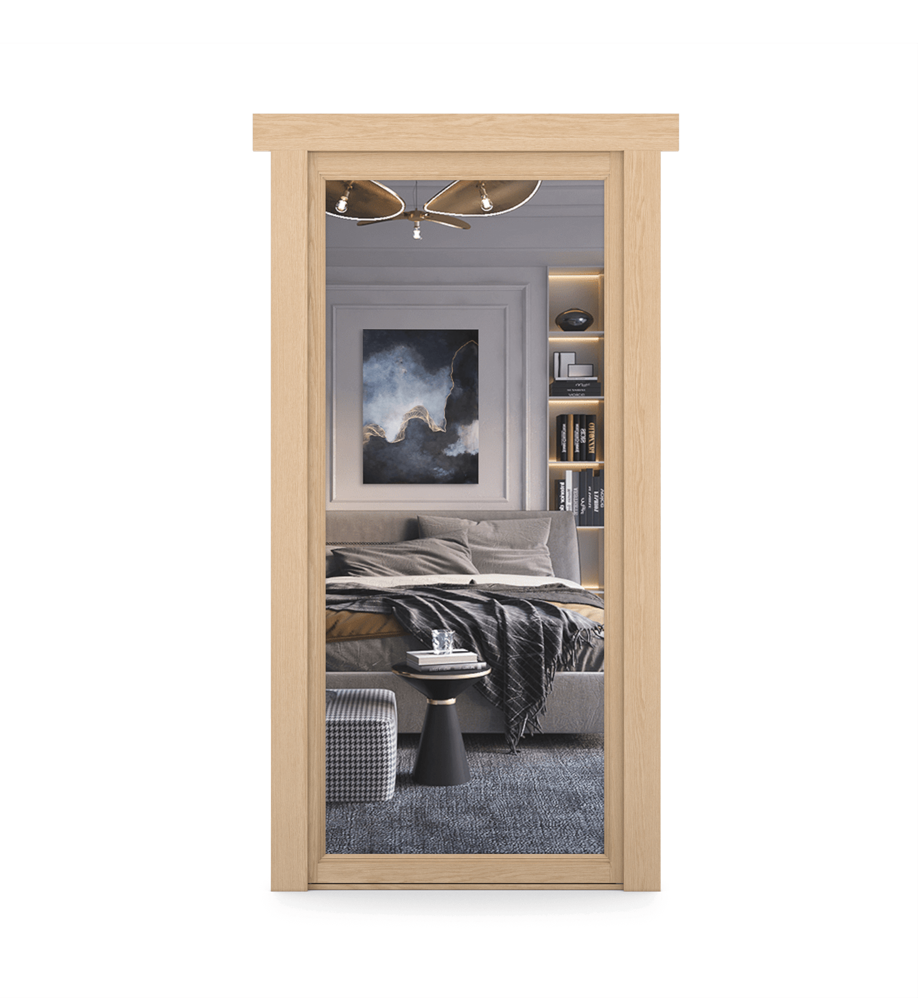 Hidden Oak Mirror Door-zoom-1