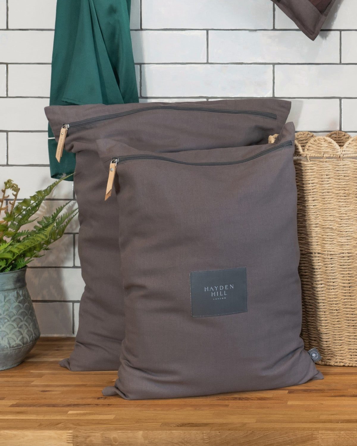 Organic Cotton Travel Laundry Bags Set of 2 in Charcoal Gray-zoom-1