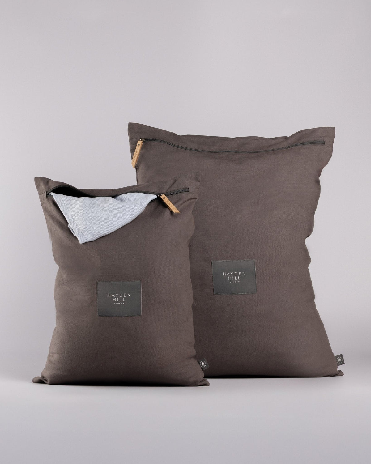 Organic Cotton Travel Laundry Bags Set of 2 in Charcoal Gray-2