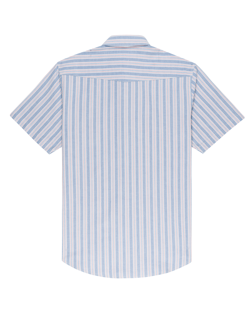 Oxford Red Blue Stripe Men's Shirt-zoom-
