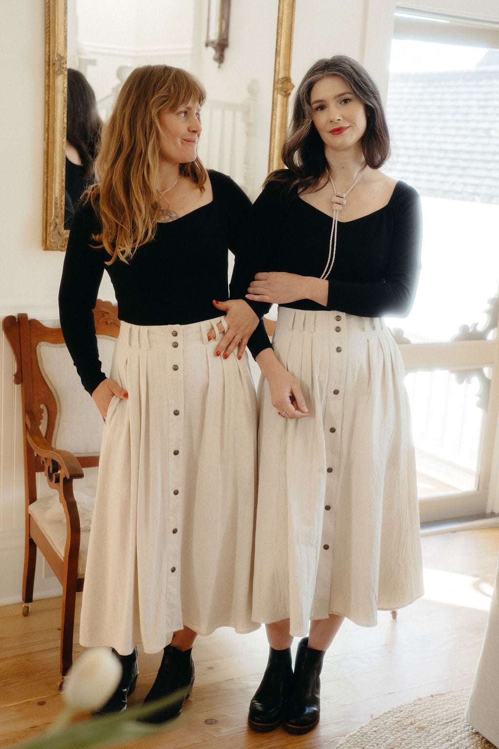 Trices Skirt in Oat Cotton Crinkle - Aware House