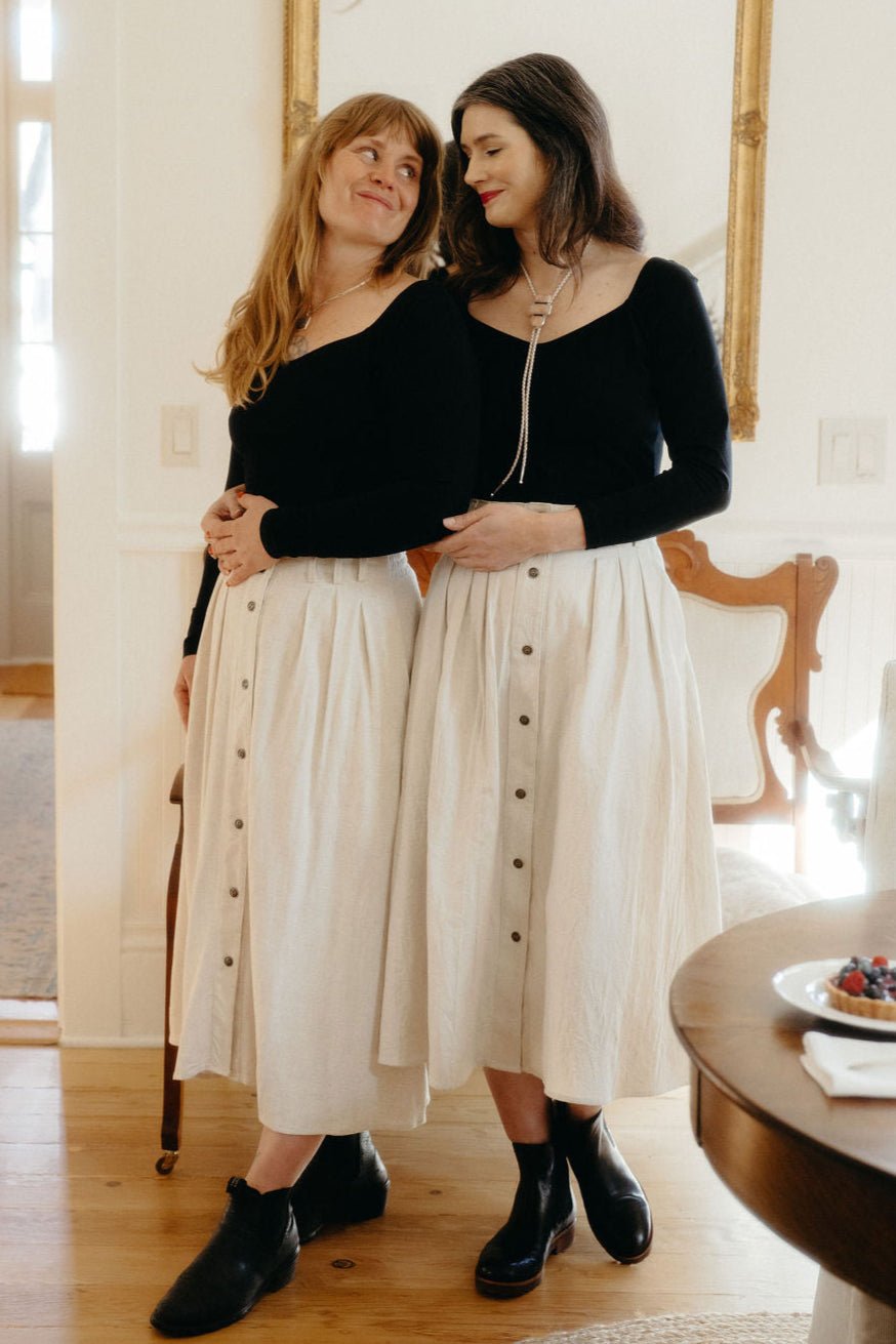 Trices Skirt in Oat Cotton Crinkle - Aware House