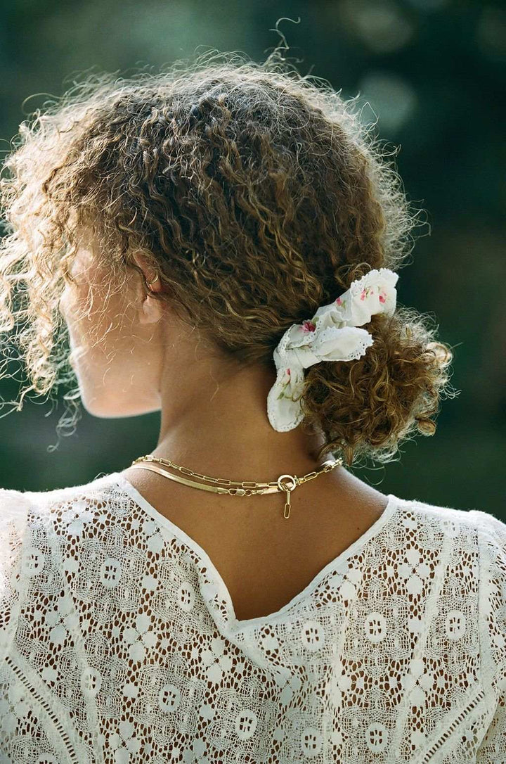 Penelope Bow Tie Lace Scrunchy | Vintage Florals - Aware House