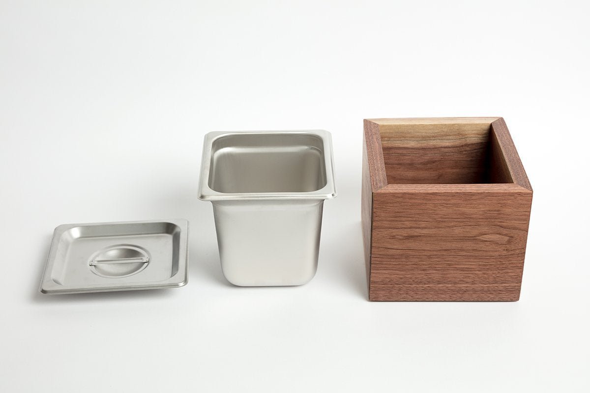 Countertop Compost Bin – Noaway© in Walnut Wood & Stainless Steel - Aware House