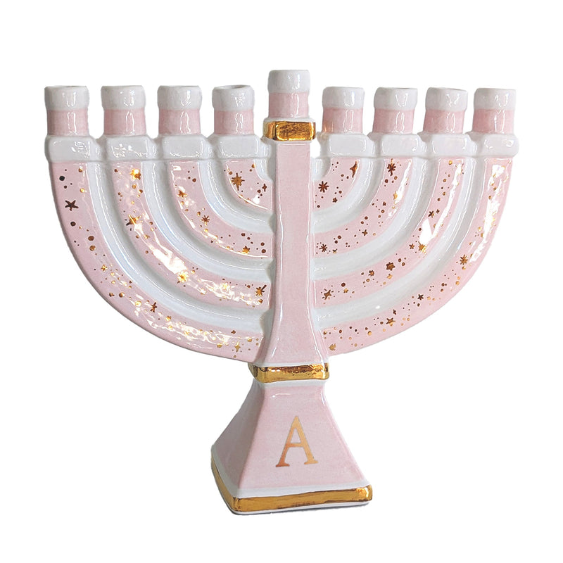 Shimmering Stars Menorah with 22K Gold Accents-zoom-
