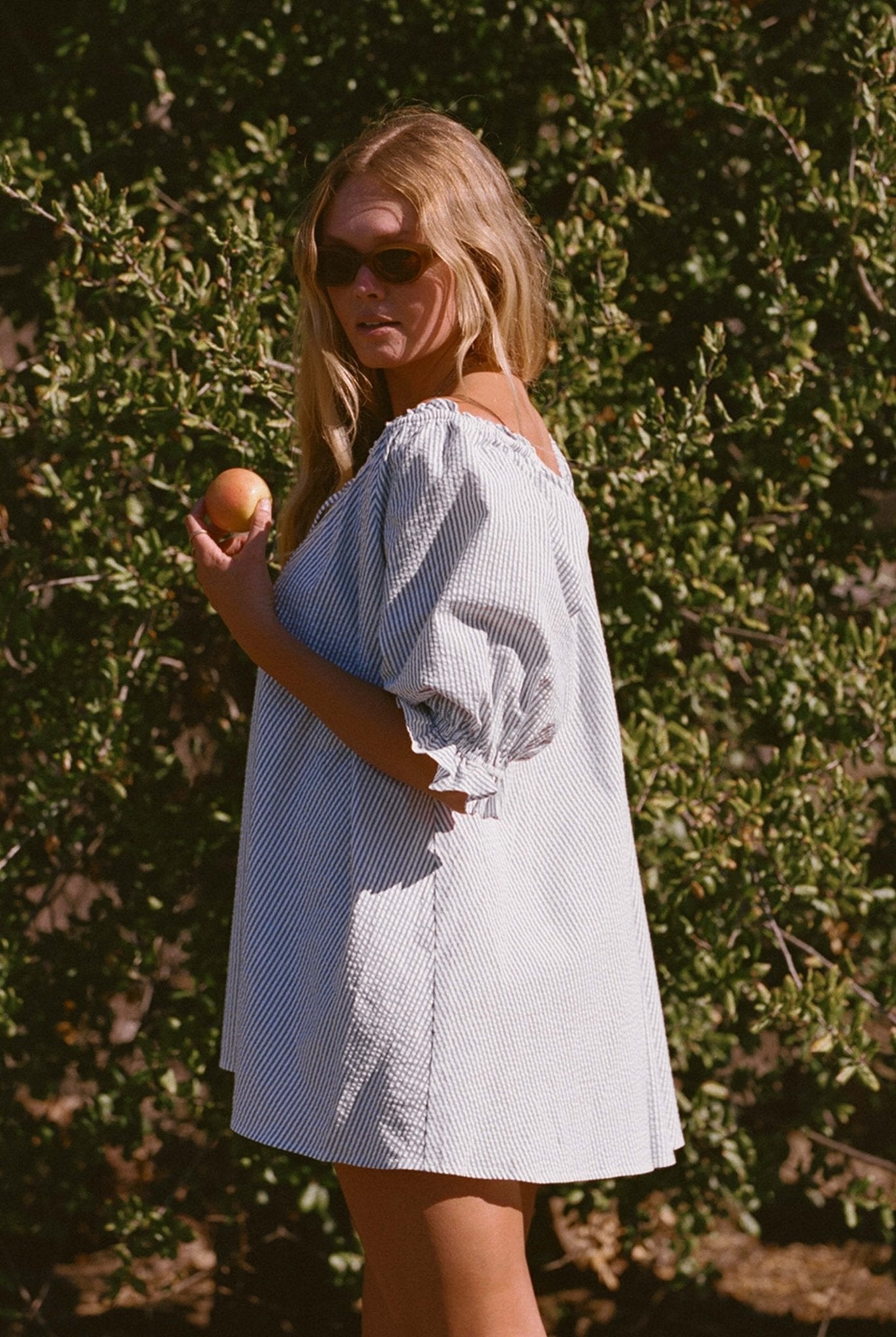 Portofino Dress | Blue & White Seersucker Pinstripe