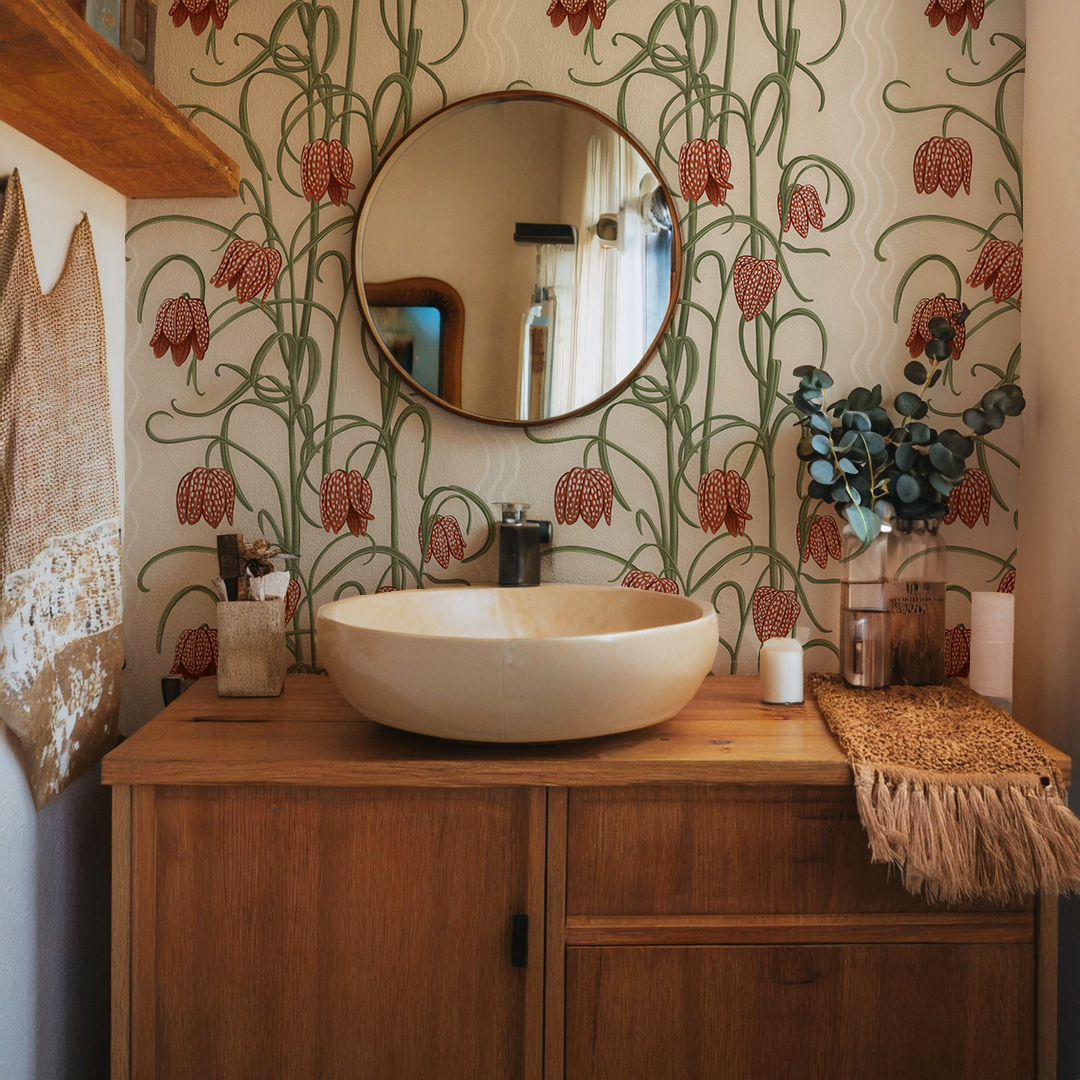 Campanas Wallpaper, neutral and burnt orange-7