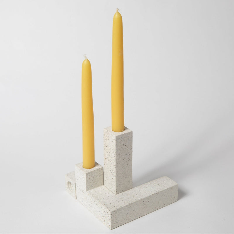 Candlestick Holder Set | White Terrazzo-zoom-
