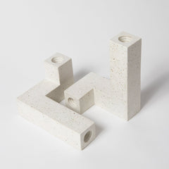 Candlestick Holder Set | White Terrazzo - Aware House - Pretti.Cool -