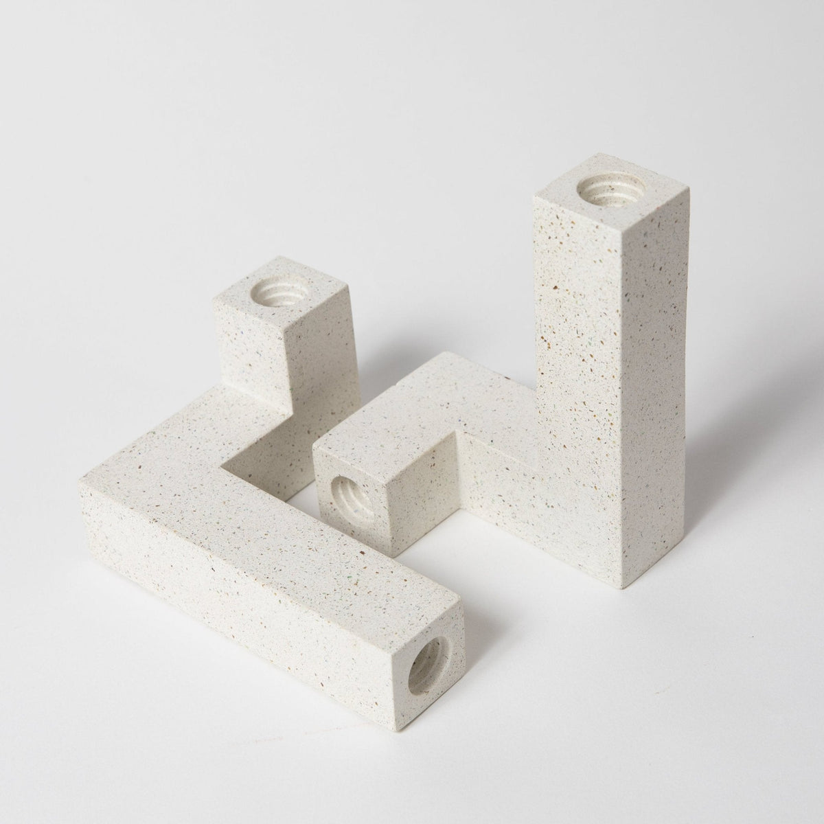 Candlestick Holder Set | White Terrazzo - Aware House - Pretti.Cool -