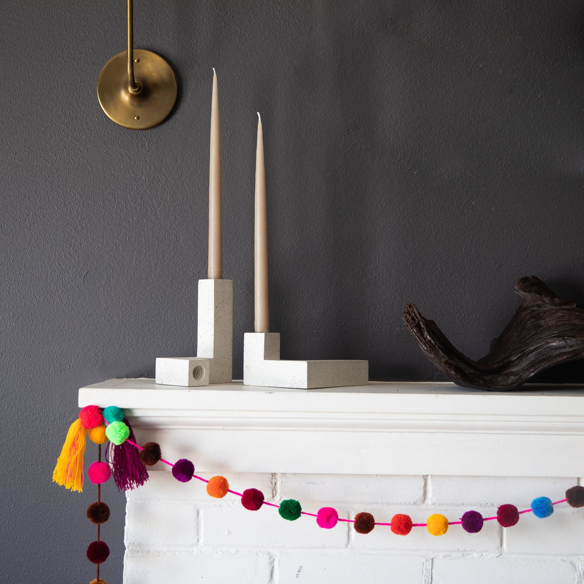 Candlestick Holder Set | White Terrazzo - Aware House - Pretti.Cool -