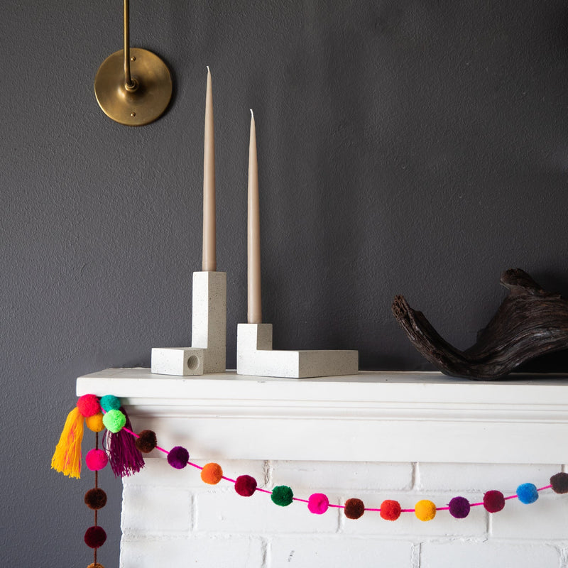 Candlestick Holder Set | White Terrazzo-zoom-