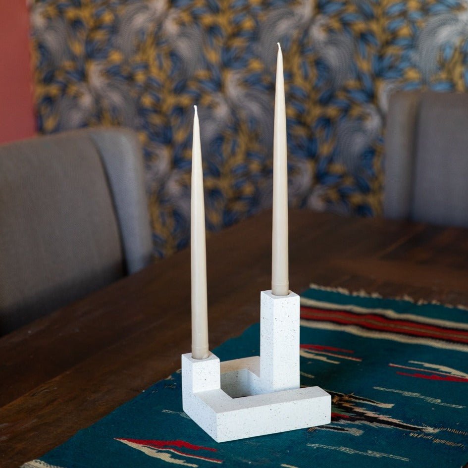 Candlestick Holder Set | White Terrazzo - Aware House - Pretti.Cool -