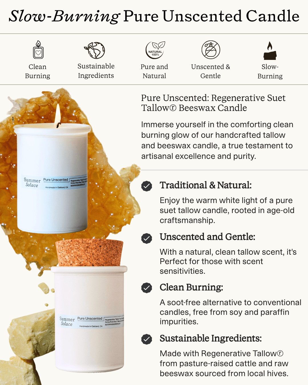 Pure Unscented Tallow and Beeswax Candle-7