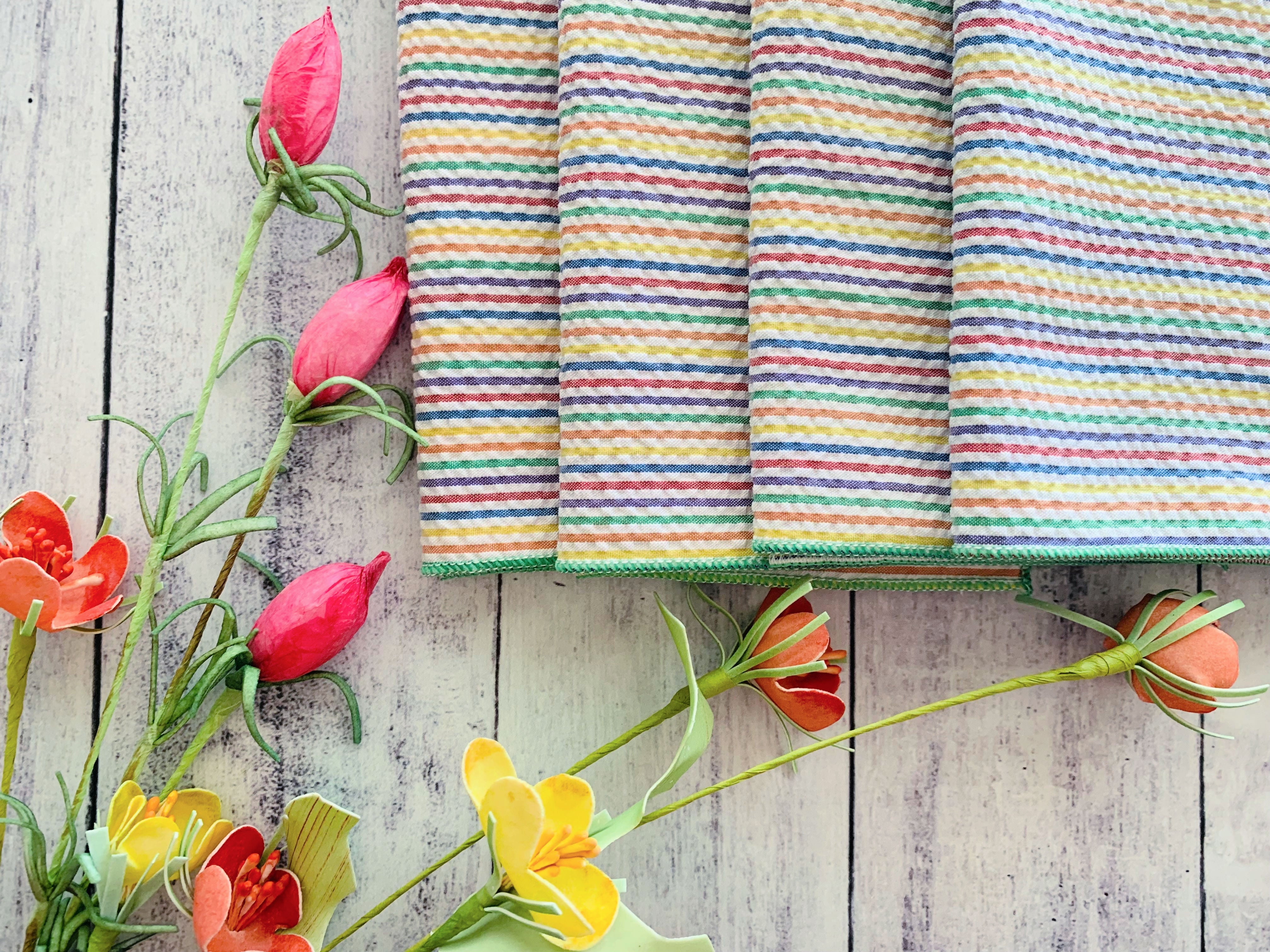 Rainbow Seersucker Cloth Napkins | Set of Four