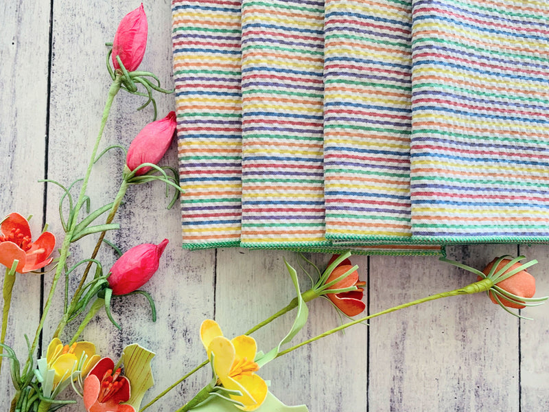 Rainbow Seersucker Cloth Napkins | Set of Four-zoom-