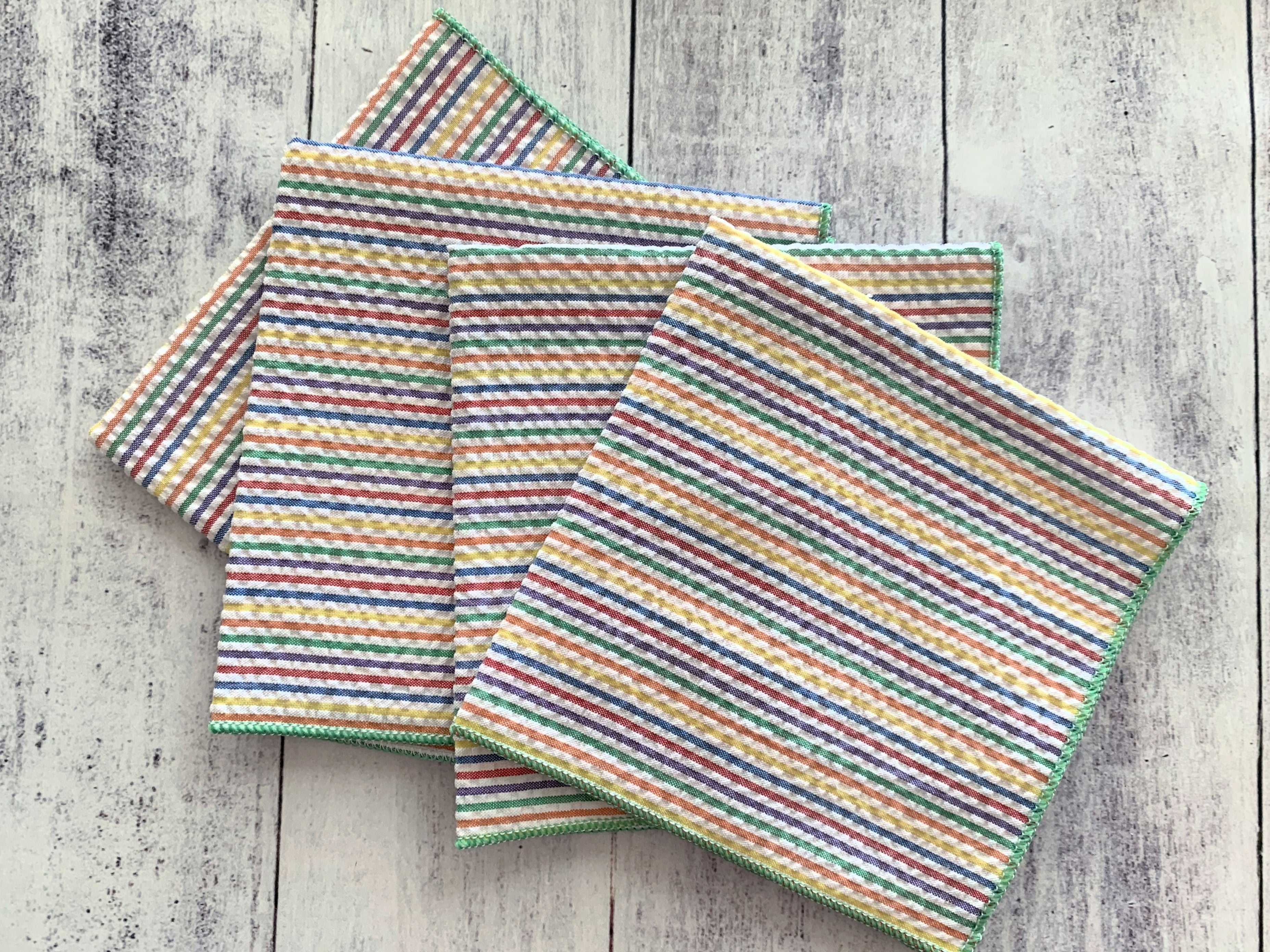 Dot and Army Seersucker Cloth Napkins - Thumbnail 2