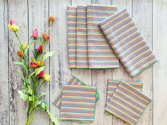 Rainbow Seersucker Cloth Napkins | Set of Four