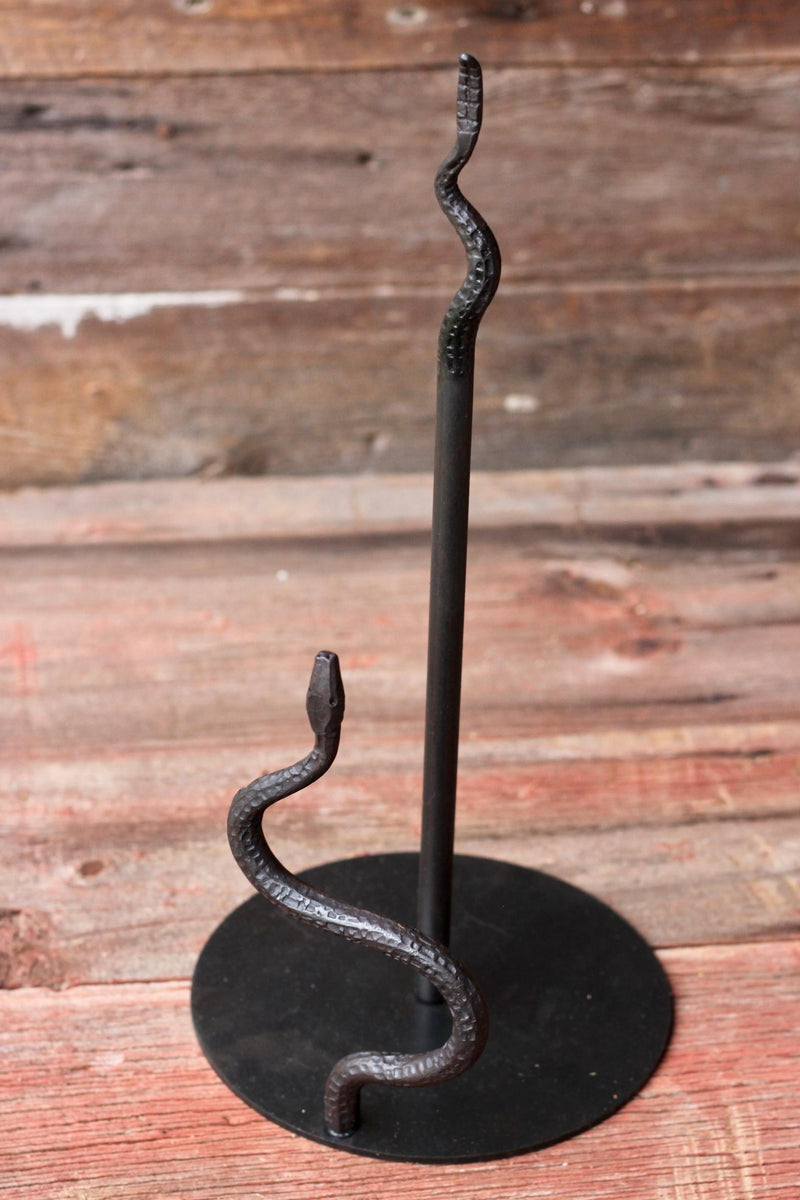 Hand Forged Rattlesnake Paper Towel Holder | Metal Kitchen Stand-zoom-