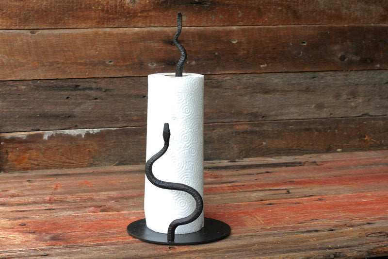 Hand Forged Rattlesnake Paper Towel Holder | Metal Kitchen Stand-zoom-