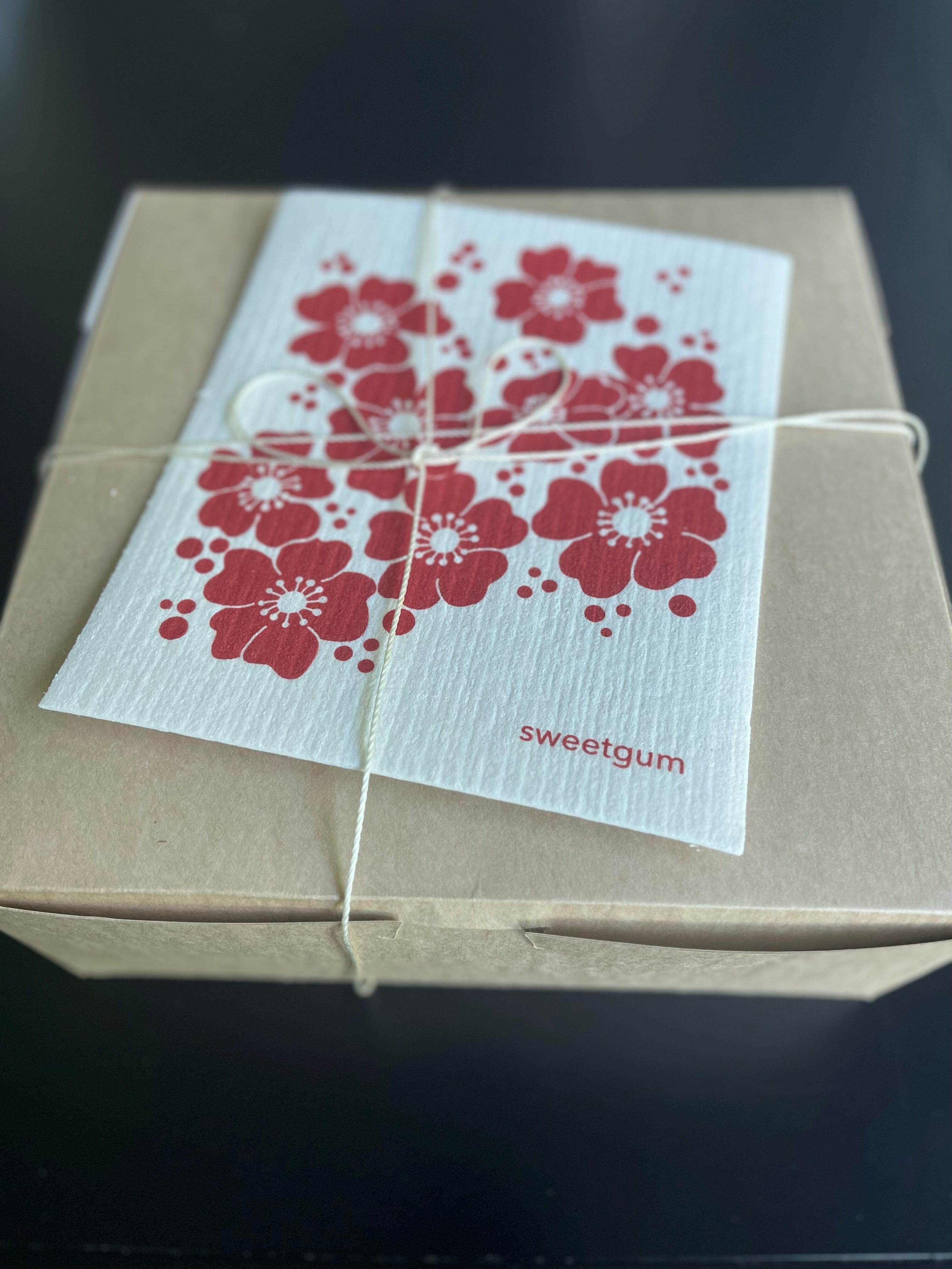 Red Flowers Swedish Dishcloth-zoom-3