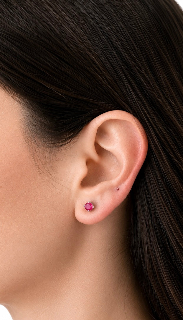 Oval Birthstone Stud Earrings-zoom-
