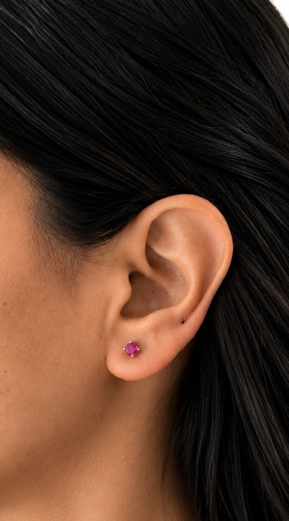 Oval Birthstone Stud Earrings-zoom-