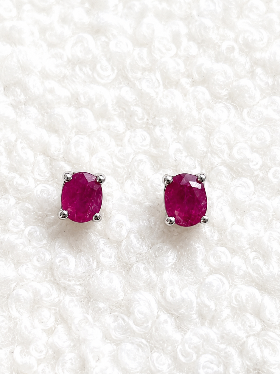 Oval Birthstone Stud Earrings