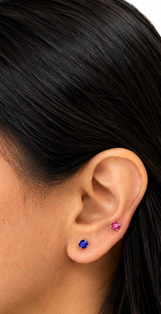 Oval Birthstone Stud Earrings-zoom-14
