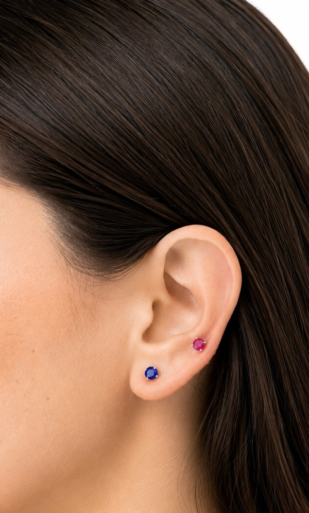 Oval Birthstone Stud Earrings-zoom-8