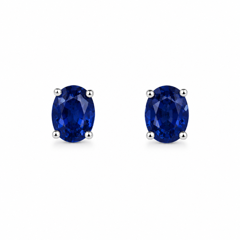 Oval Birthstone Stud Earrings-zoom-
