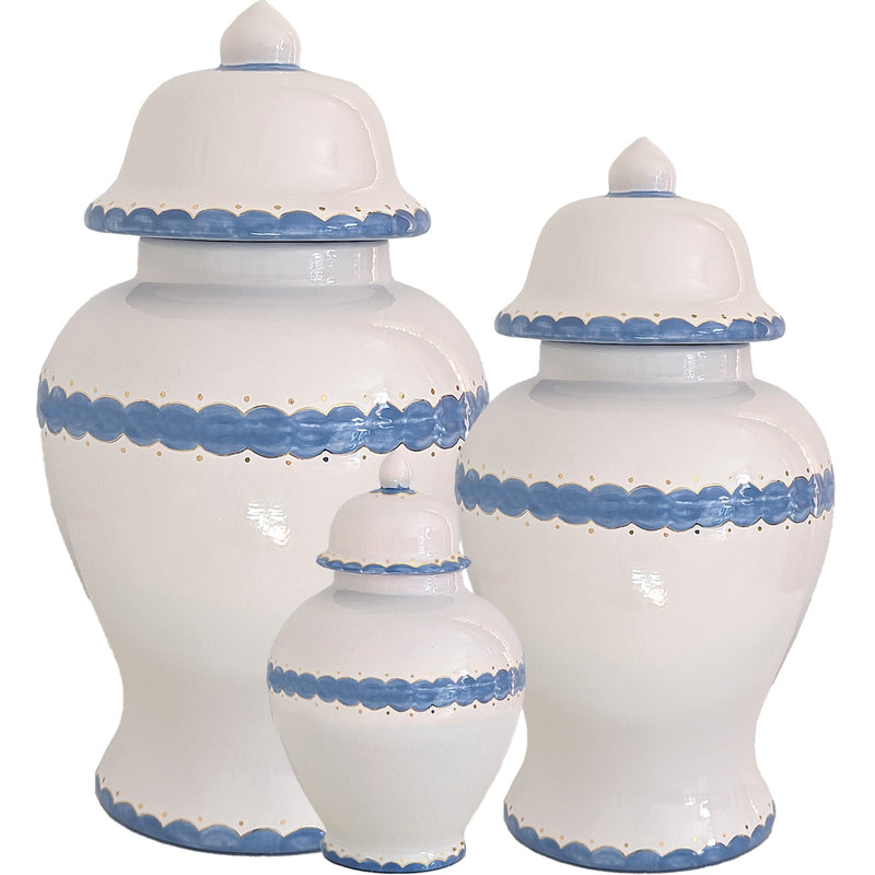 Scallop Ginger Jars in French Blue-zoom-