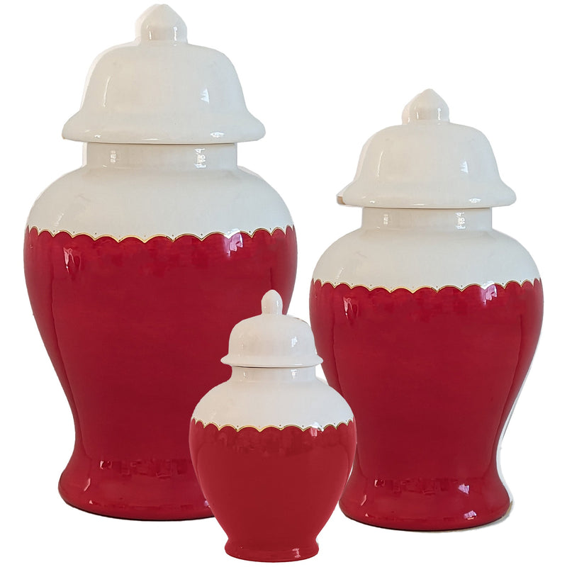 Scallop Color Block Ginger Jars in Holiday Red-zoom-